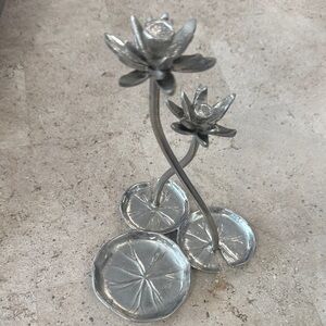 Silver Dual Floral Nightstand Jewelry Holder
